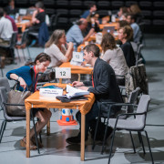 People in a room doing a speed meeting